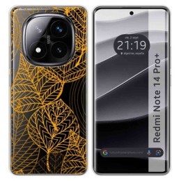 Funda Silicona Transparente para Xiaomi Redmi Note 14 Pro+ Plus 5G diseño Hojas Dibujos