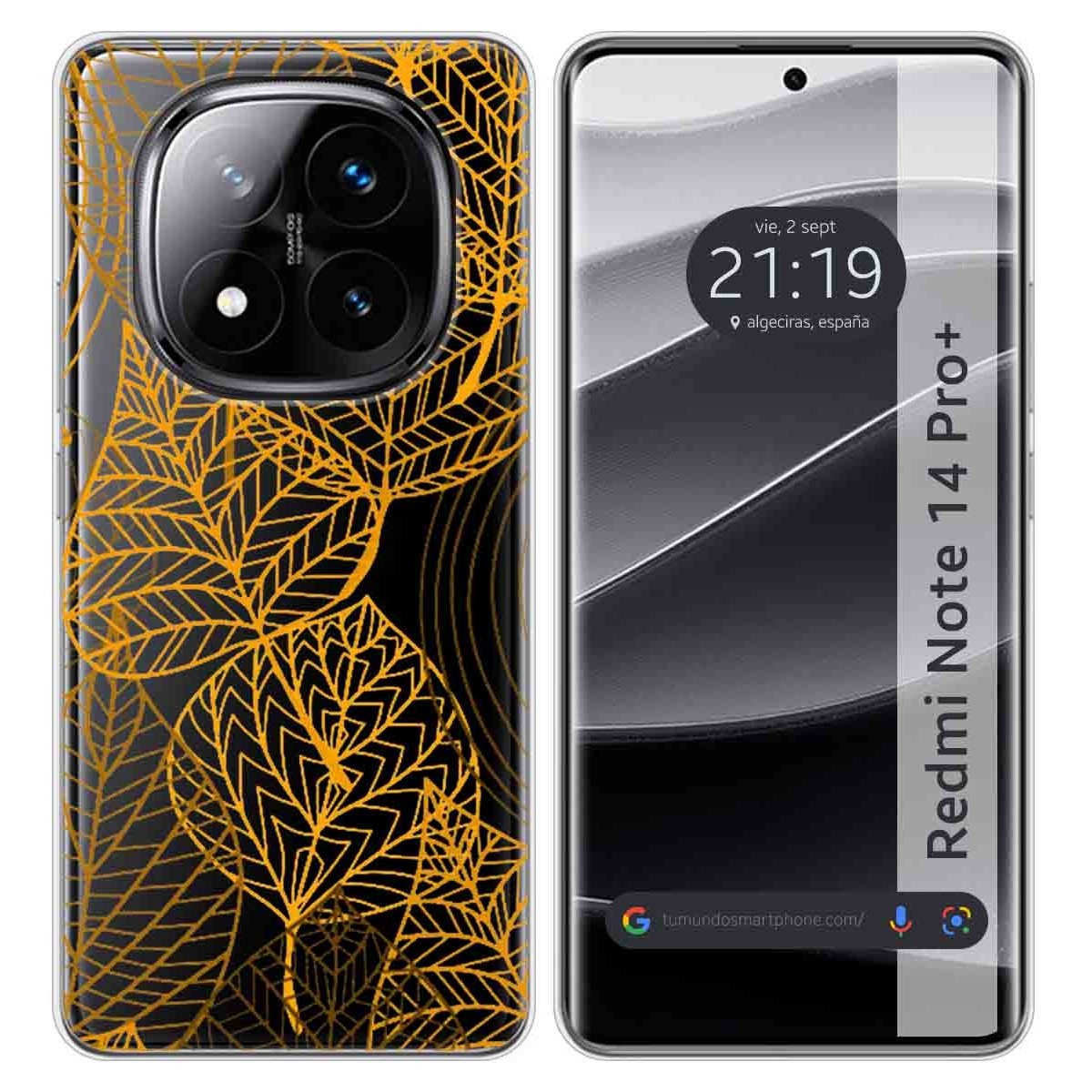 Funda Silicona Transparente para Xiaomi Redmi Note 14 Pro+ Plus 5G diseño Hojas Dibujos