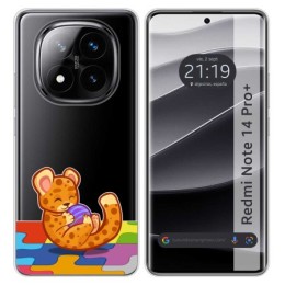 Funda Silicona Transparente para Xiaomi Redmi Note 14 Pro+ Plus 5G diseño Leopardo Dibujos