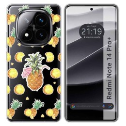 Funda Silicona Transparente para Xiaomi Redmi Note 14 Pro+ Plus 5G diseño Piña Dibujos