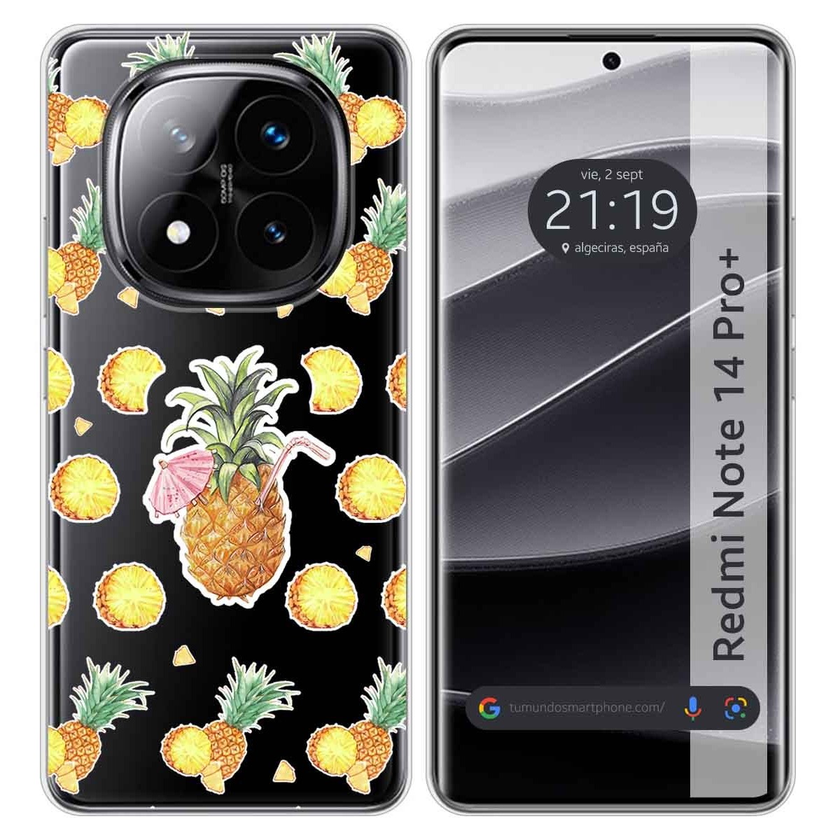 Funda Silicona Transparente para Xiaomi Redmi Note 14 Pro+ Plus 5G diseño Piña Dibujos