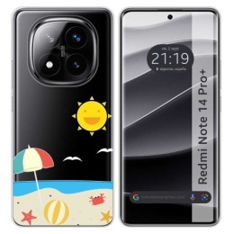 Funda Silicona Transparente para Xiaomi Redmi Note 14 Pro+ Plus 5G diseño Playa Dibujos