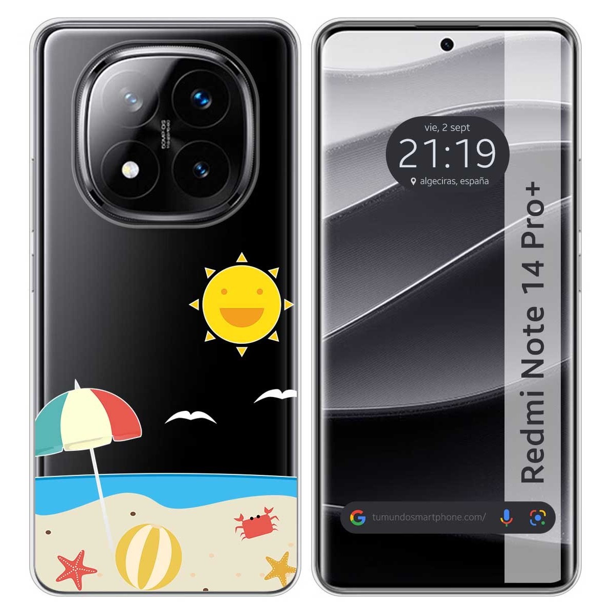 Funda Silicona Transparente para Xiaomi Redmi Note 14 Pro+ Plus 5G diseño Playa Dibujos