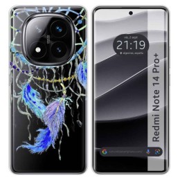 Funda Silicona Transparente para Xiaomi Redmi Note 14 Pro+ Plus 5G diseño Plumas Dibujos