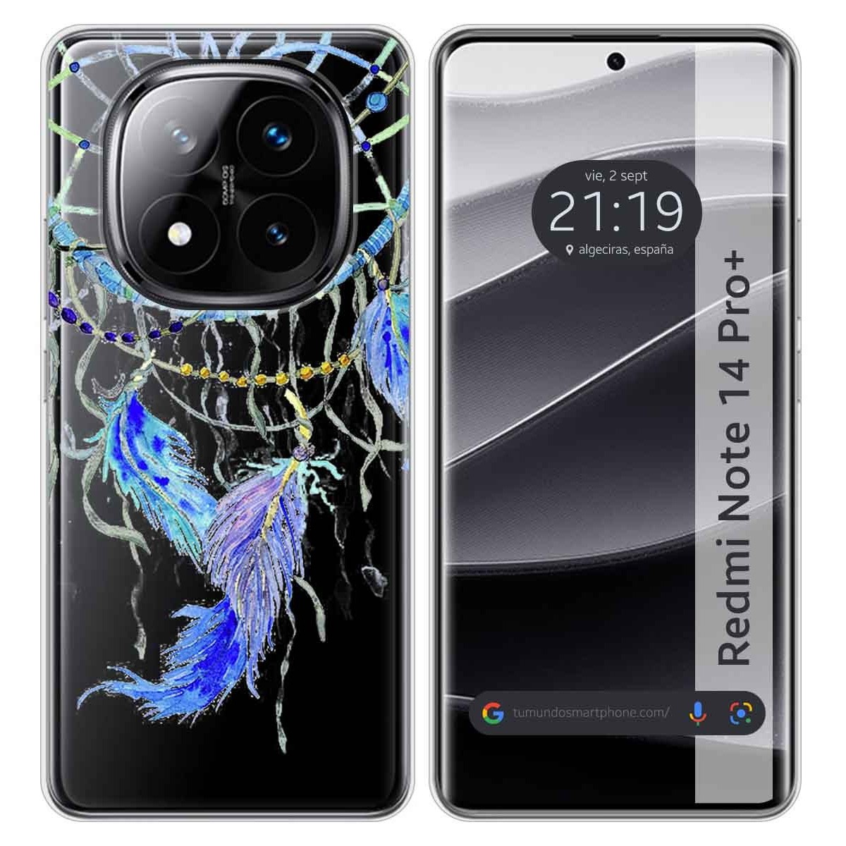 Funda Silicona Transparente para Xiaomi Redmi Note 14 Pro+ Plus 5G diseño Plumas Dibujos