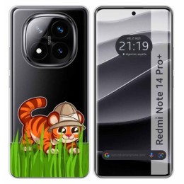 Funda Silicona Transparente para Xiaomi Redmi Note 14 Pro+ Plus 5G diseño Tigre Dibujos