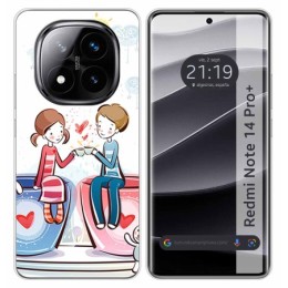 Funda Silicona para Xiaomi Redmi Note 14 Pro+ Plus 5G diseño Café Dibujos