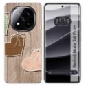 Funda Silicona para Xiaomi Redmi Note 14 Pro+ Plus 5G diseño Corazones Madera Dibujos