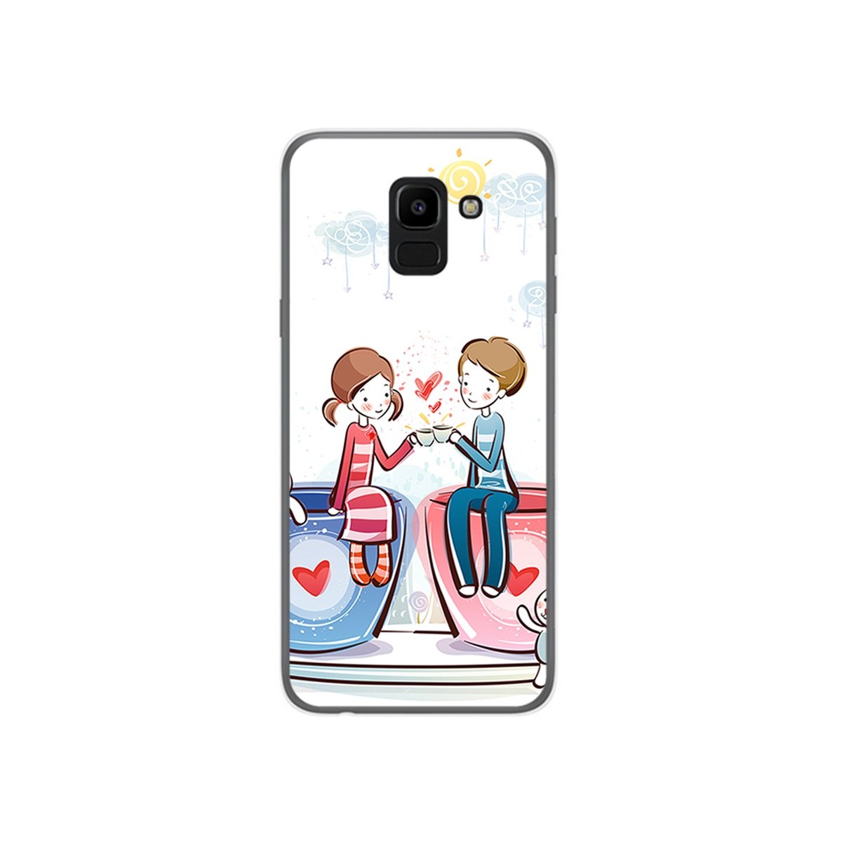 Funda Gel Tpu para Samsung Galaxy J6 (2018) Diseño Cafe Dibujos