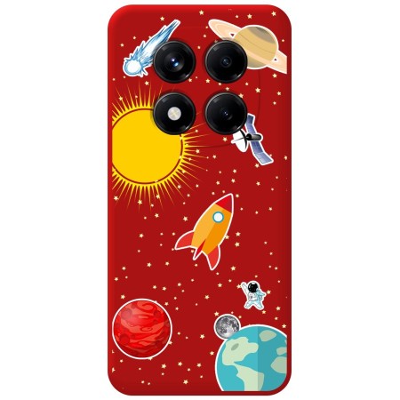 Funda Silicona Líquida Roja para Xiaomi Poco X7 5G diseño Espacio Dibujos
