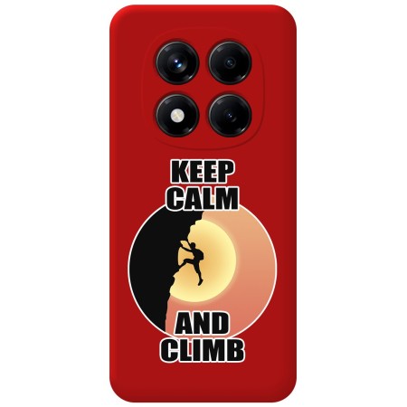 Funda Silicona Líquida Roja para Xiaomi Poco X7 5G diseño Hombre Escalada Dibujos