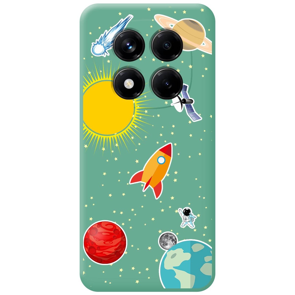 Funda Silicona Líquida Verde para Xiaomi Poco X7 5G diseño Espacio Dibujos