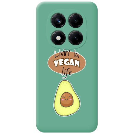 Funda Silicona Líquida Verde para Xiaomi Poco X7 5G diseño Vegan Life Dibujos