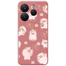 Funda Silicona Líquida Rosa para Xiaomi Redmi Note 14 4G diseño Cerdos Dibujos