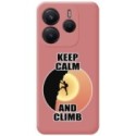 Funda Silicona Líquida Rosa para Xiaomi Redmi Note 14 4G diseño Hombre Escalada Dibujos