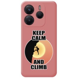 Funda Silicona Líquida Rosa para Xiaomi Redmi Note 14 4G diseño Hombre Escalada Dibujos