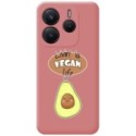 Funda Silicona Líquida Rosa para Xiaomi Redmi Note 14 4G diseño Vegan Life Dibujos