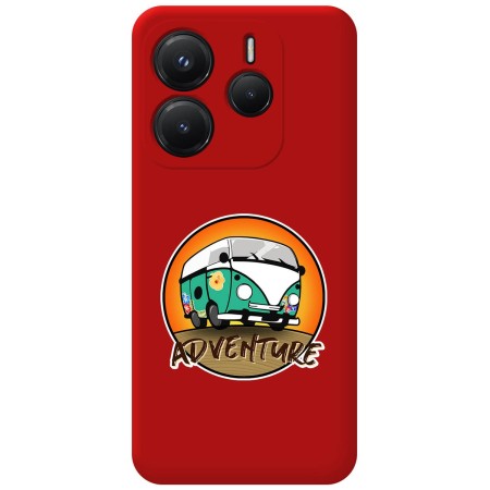 Funda Silicona Líquida Roja para Xiaomi Redmi Note 14 4G diseño Adventure Dibujos