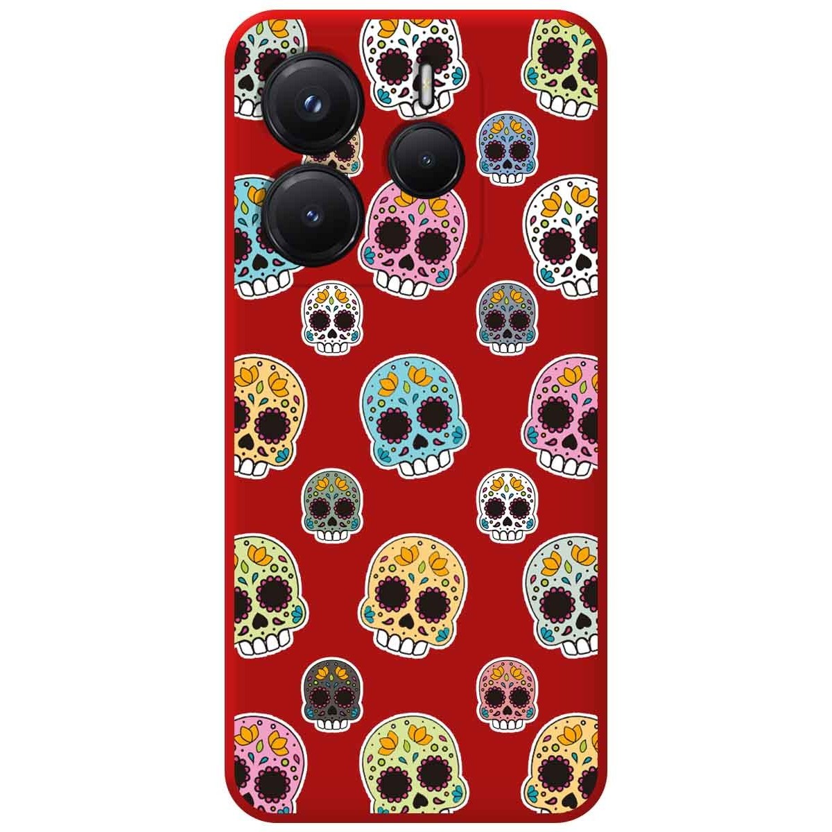 Funda Silicona Líquida Roja para Xiaomi Redmi Note 14 4G diseño Catrina Dibujos