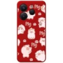 Funda Silicona Líquida Roja para Xiaomi Redmi Note 14 4G diseño Cerdos Dibujos