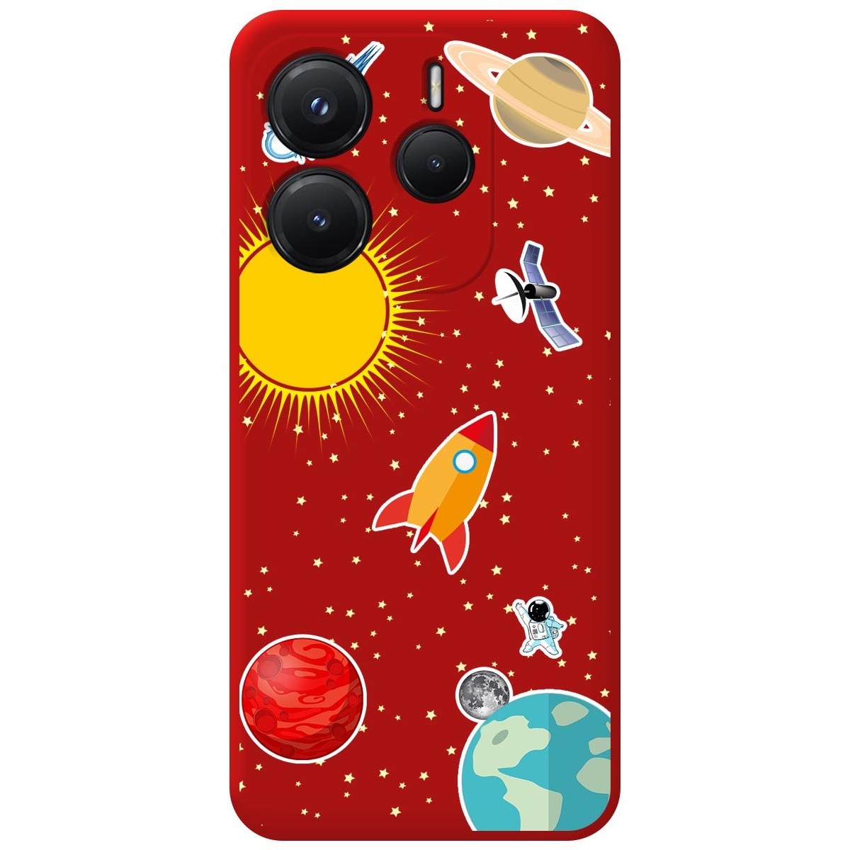 Funda Silicona Líquida Roja para Xiaomi Redmi Note 14 4G diseño Espacio Dibujos
