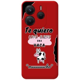 Funda Silicona Líquida Roja para Xiaomi Redmi Note 14 4G diseño Vaca Dibujos