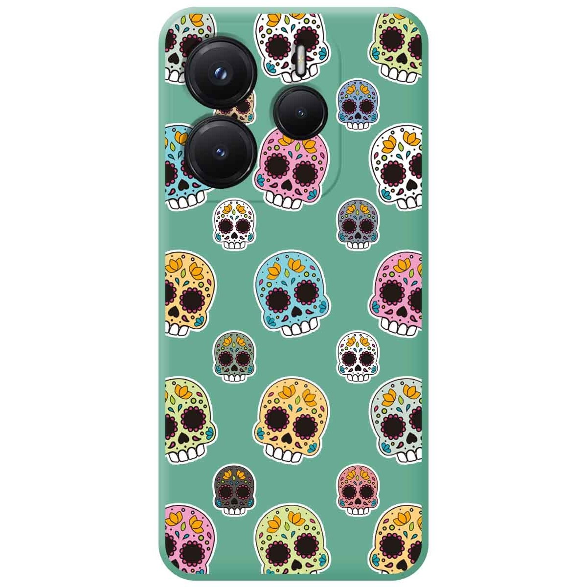 Funda Silicona Líquida Verde para Xiaomi Redmi Note 14 4G diseño Catrina Dibujos
