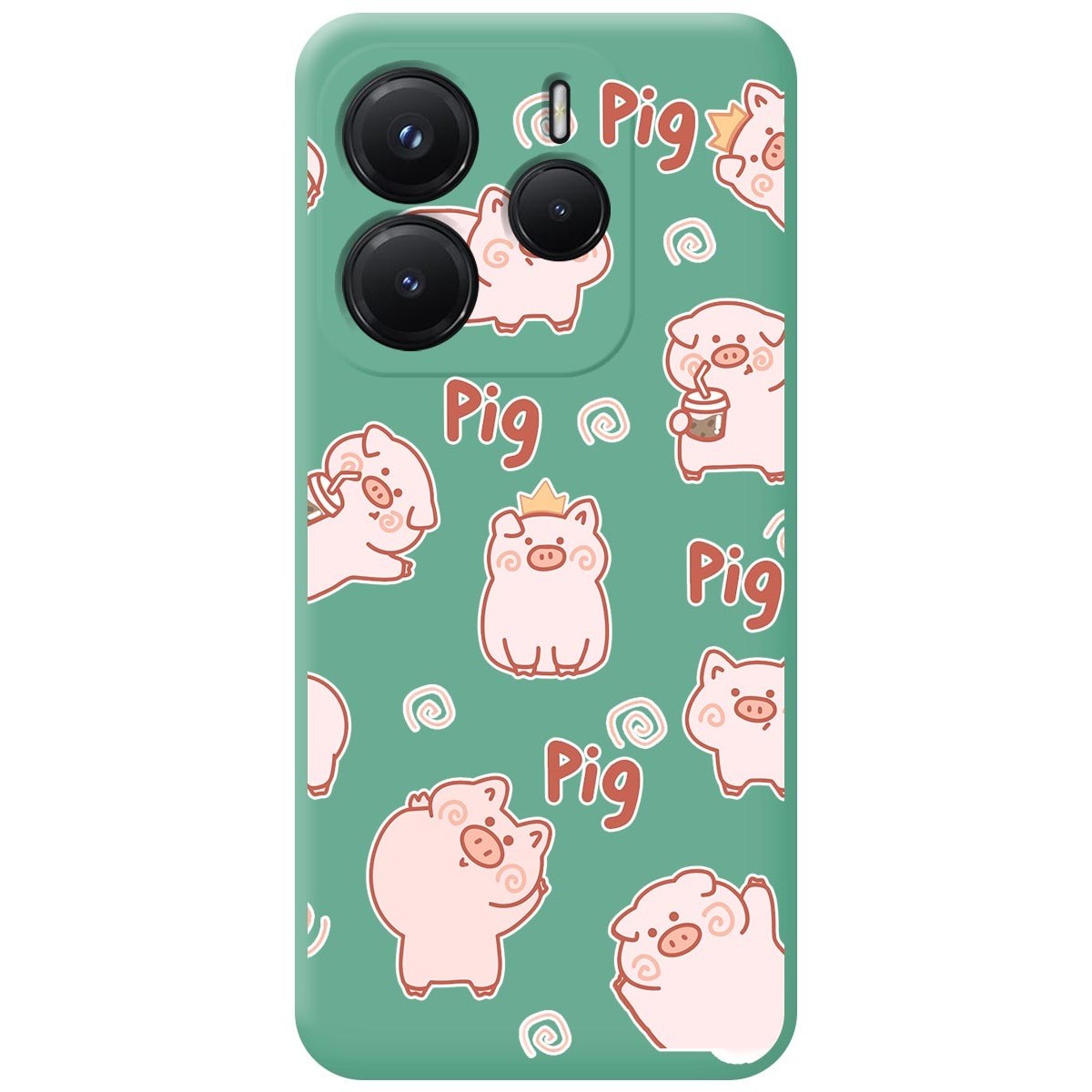 Funda Silicona Líquida Verde para Xiaomi Redmi Note 14 4G diseño Cerdos Dibujos