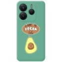 Funda Silicona Líquida Verde para Xiaomi Redmi Note 14 4G diseño Vegan Life Dibujos