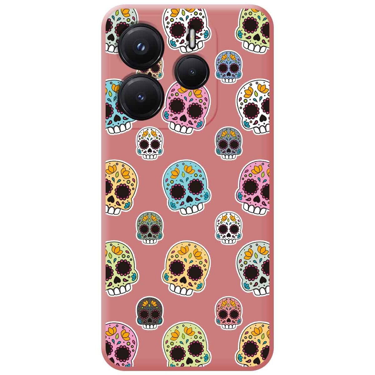 Funda Silicona Líquida Rosa para Xiaomi Redmi Note 14 5G diseño Catrina Dibujos