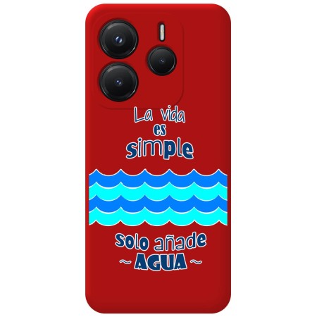 Funda Silicona Líquida Roja para Xiaomi Redmi Note 14 5G diseño Agua Dibujos