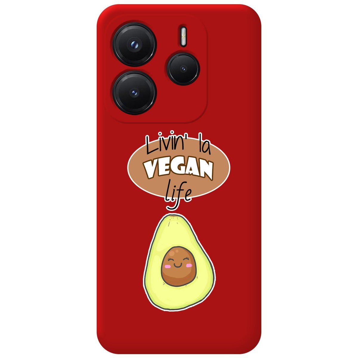 Funda Silicona Líquida Roja para Xiaomi Redmi Note 14 5G diseño Vegan Life Dibujos