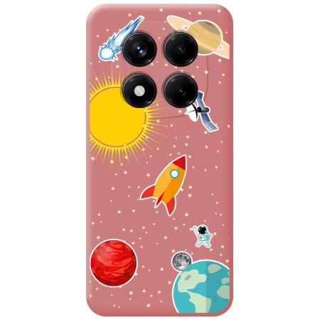 Funda Silicona Líquida Rosa para Xiaomi Redmi Note 14 Pro 5G diseño Espacio Dibujos