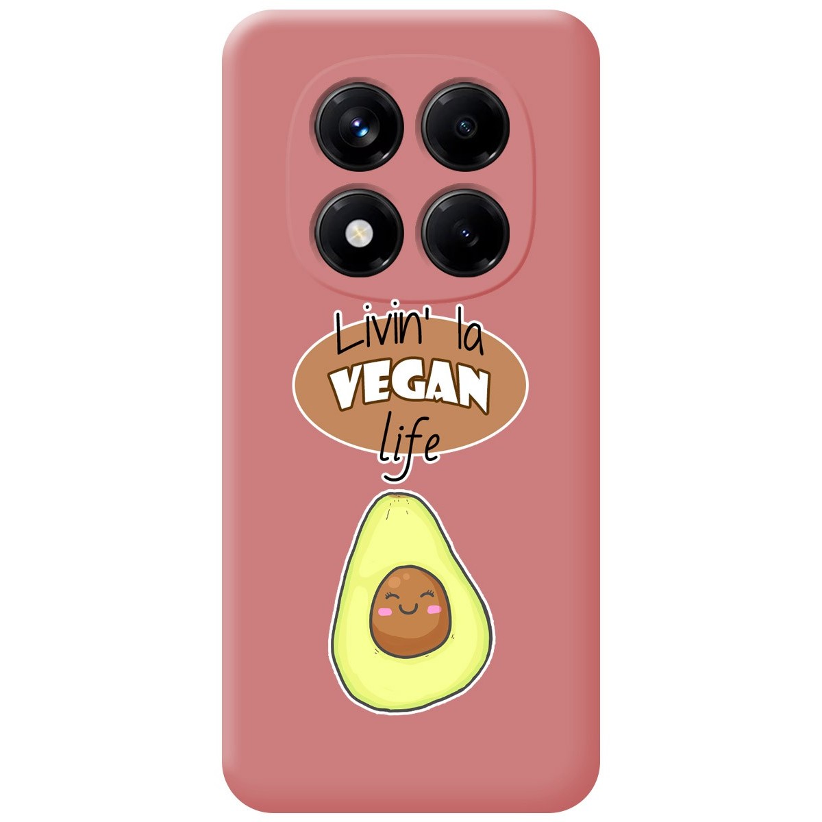 Funda Silicona Líquida Rosa para Xiaomi Redmi Note 14 Pro 5G diseño Vegan Life Dibujos