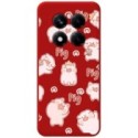 Funda Silicona Líquida Roja para Xiaomi Redmi Note 14 Pro 5G diseño Cerdos Dibujos