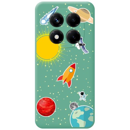Funda Silicona Líquida Verde para Xiaomi Redmi Note 14 Pro 5G diseño Espacio Dibujos