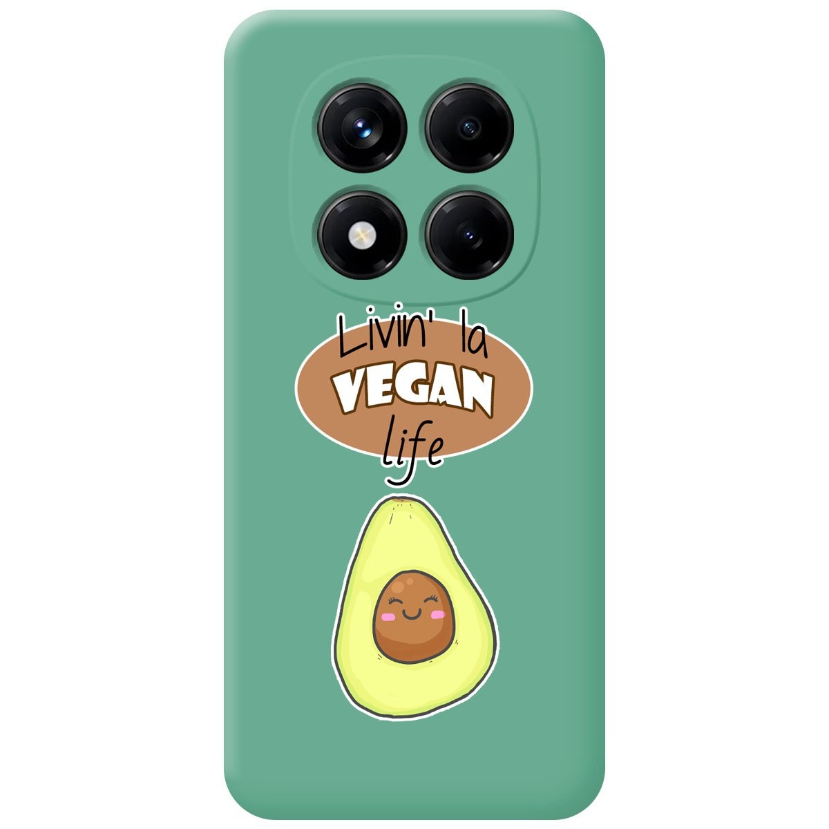 Funda Silicona Líquida Verde para Xiaomi Redmi Note 14 Pro 5G diseño Vegan Life Dibujos