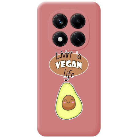 Funda Silicona Líquida Rosa para Xiaomi Redmi Note 14 Pro+ Plus 5G diseño Vegan Life Dibujos