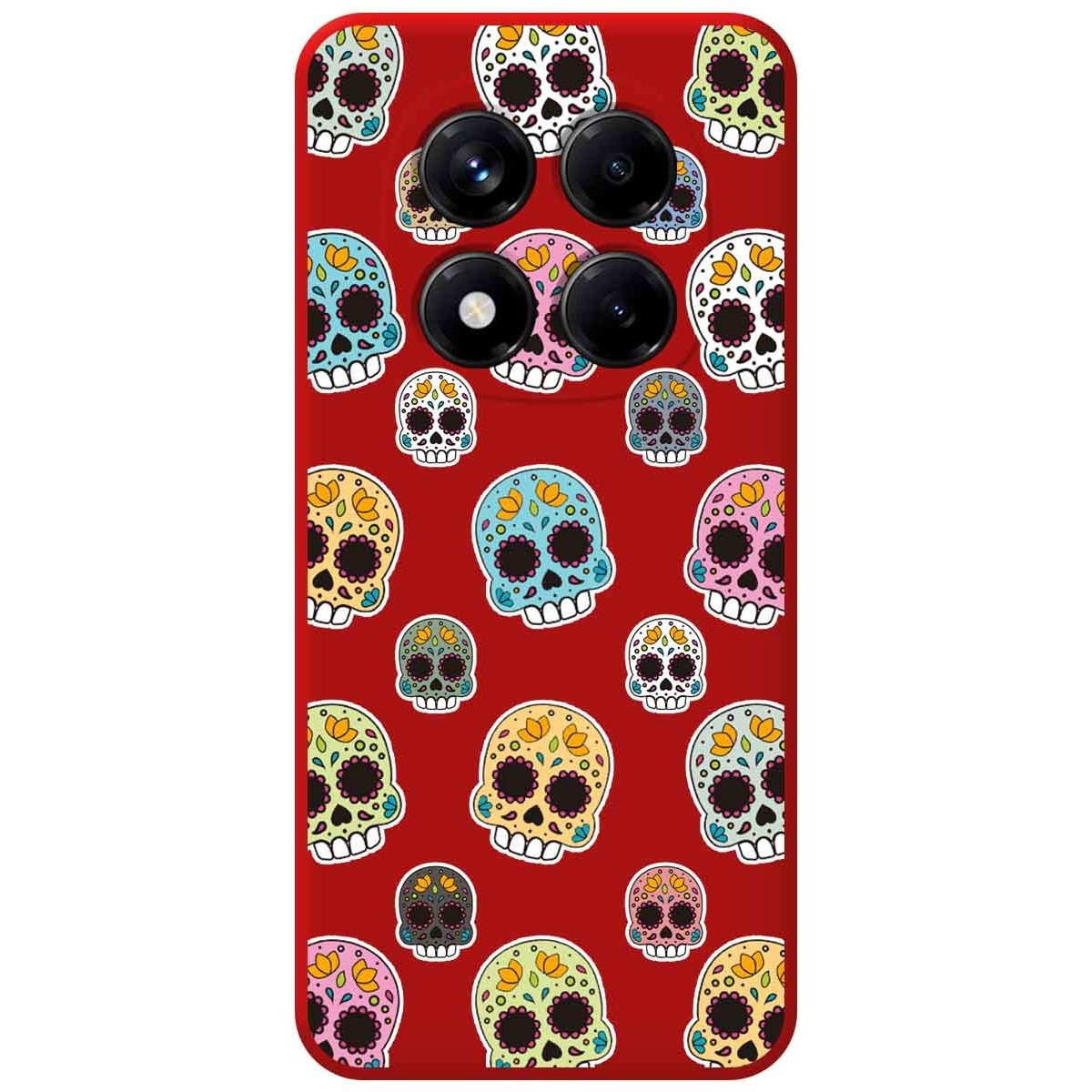 Funda Silicona Líquida Roja para Xiaomi Redmi Note 14 Pro+ Plus 5G diseño Catrina Dibujos