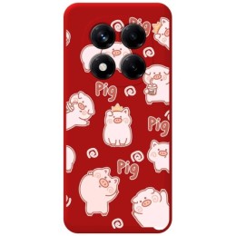 Funda Silicona Líquida Roja para Xiaomi Redmi Note 14 Pro+ Plus 5G diseño Cerdos Dibujos