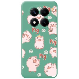 Funda Silicona Líquida Verde para Xiaomi Redmi Note 14 Pro+ Plus 5G diseño Cerdos Dibujos