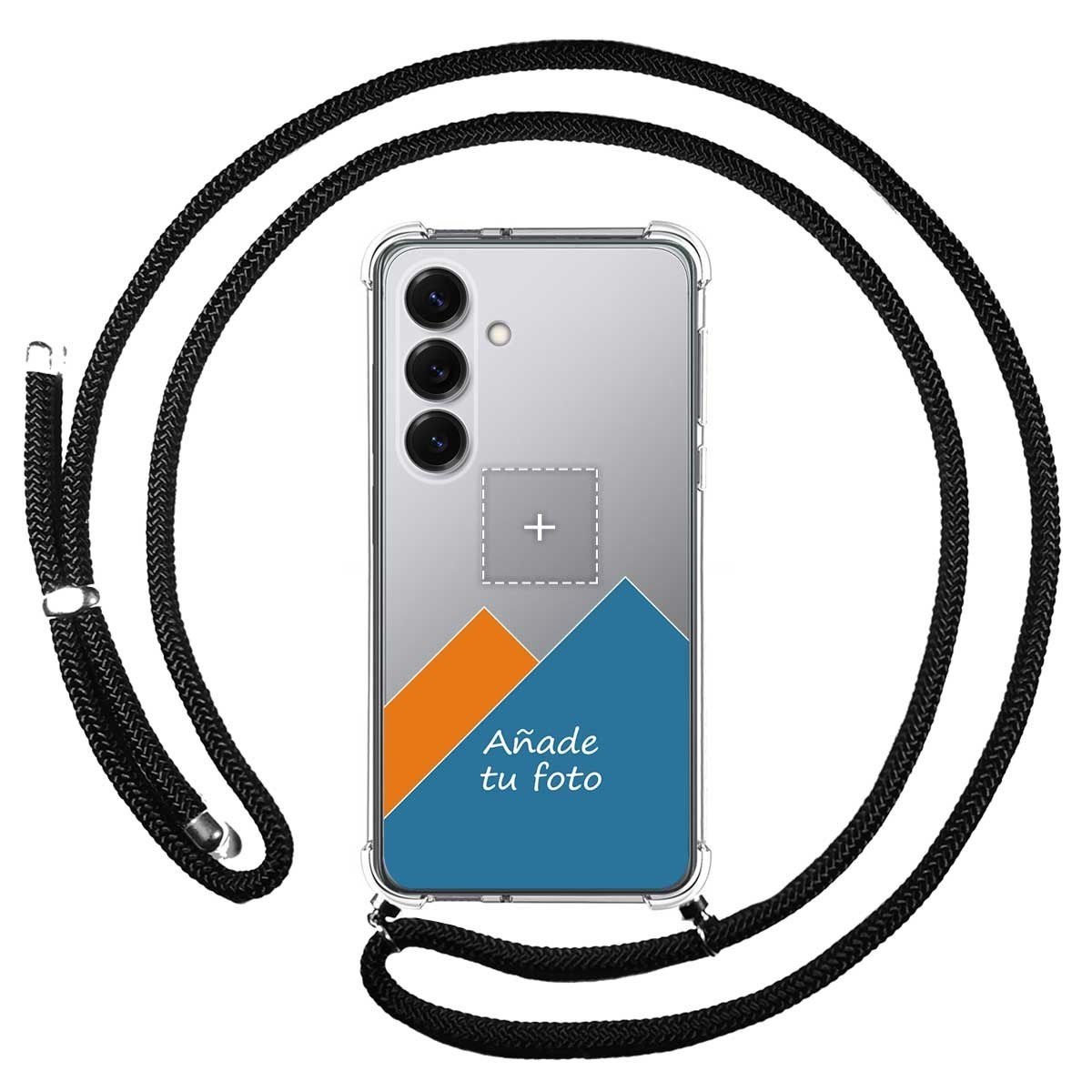 Personaliza tu Funda Colgante Transparente para Samsung Galaxy S25 5G con Cordon Negro Dibujo Personalizada