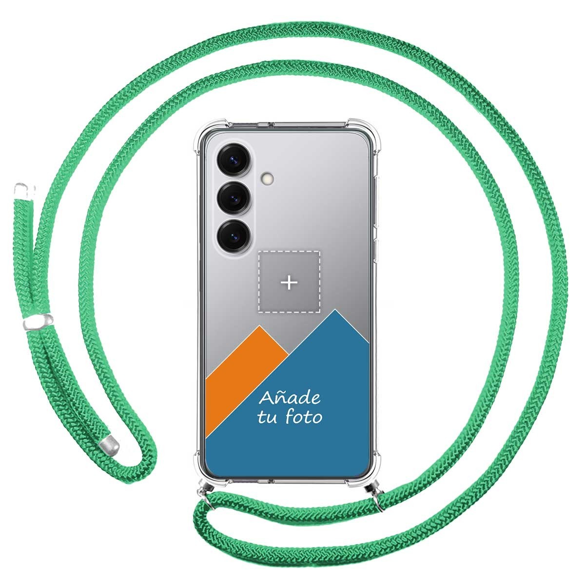 Personaliza tu Funda Colgante Transparente para Samsung Galaxy S25 5G con Cordon Verde Agua Dibujo Personalizada