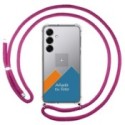 Personaliza tu Funda Colgante Transparente para Samsung Galaxy S25+ Plus 5G con Cordon Rosa Fucsia Dibujo Personalizada