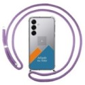 Personaliza tu Funda Colgante Transparente para Samsung Galaxy S25+ Plus 5G con Cordon Morado Dibujo Personalizada