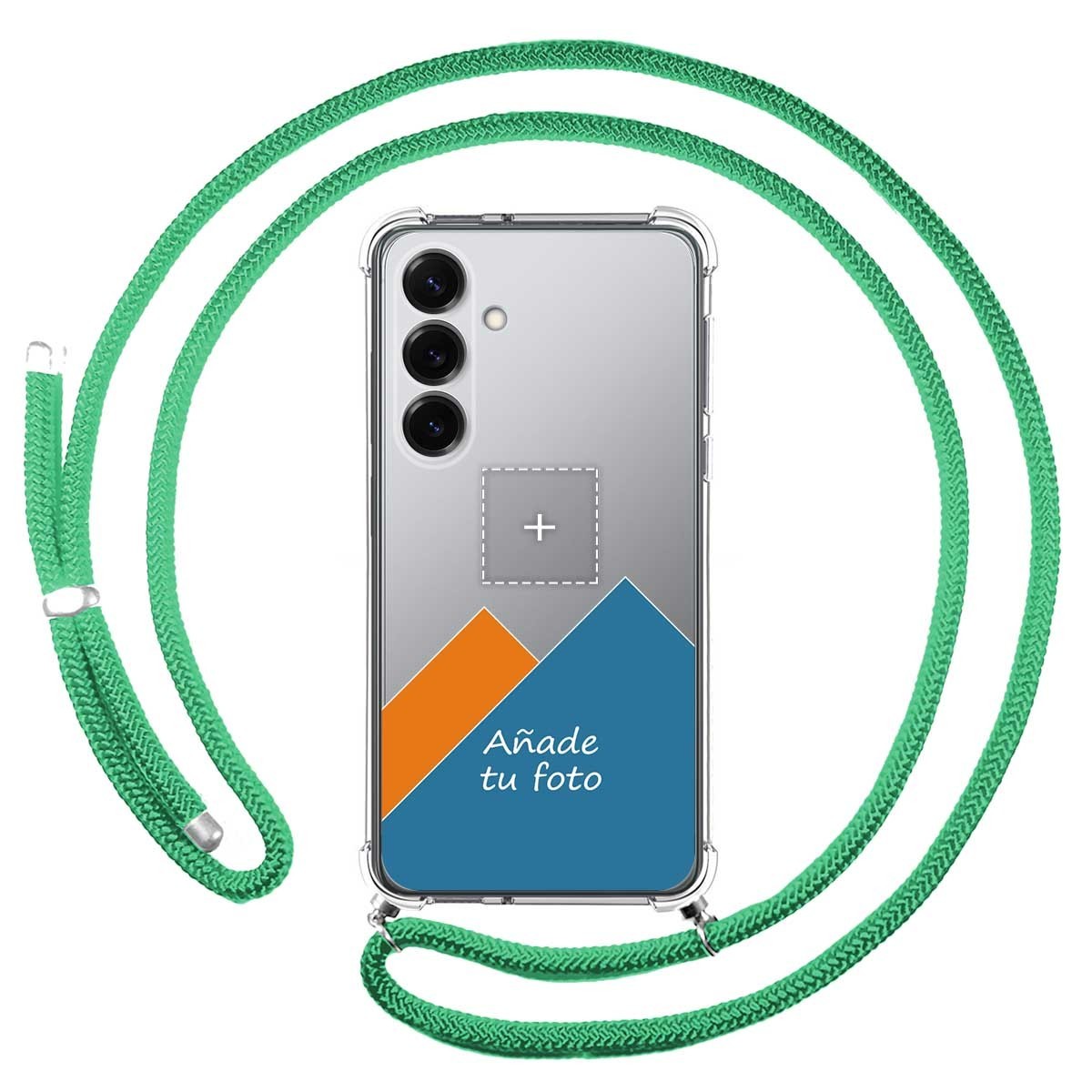 Personaliza tu Funda Colgante Transparente para Samsung Galaxy S25+ Plus 5G con Cordon Verde Agua Dibujo Personalizada