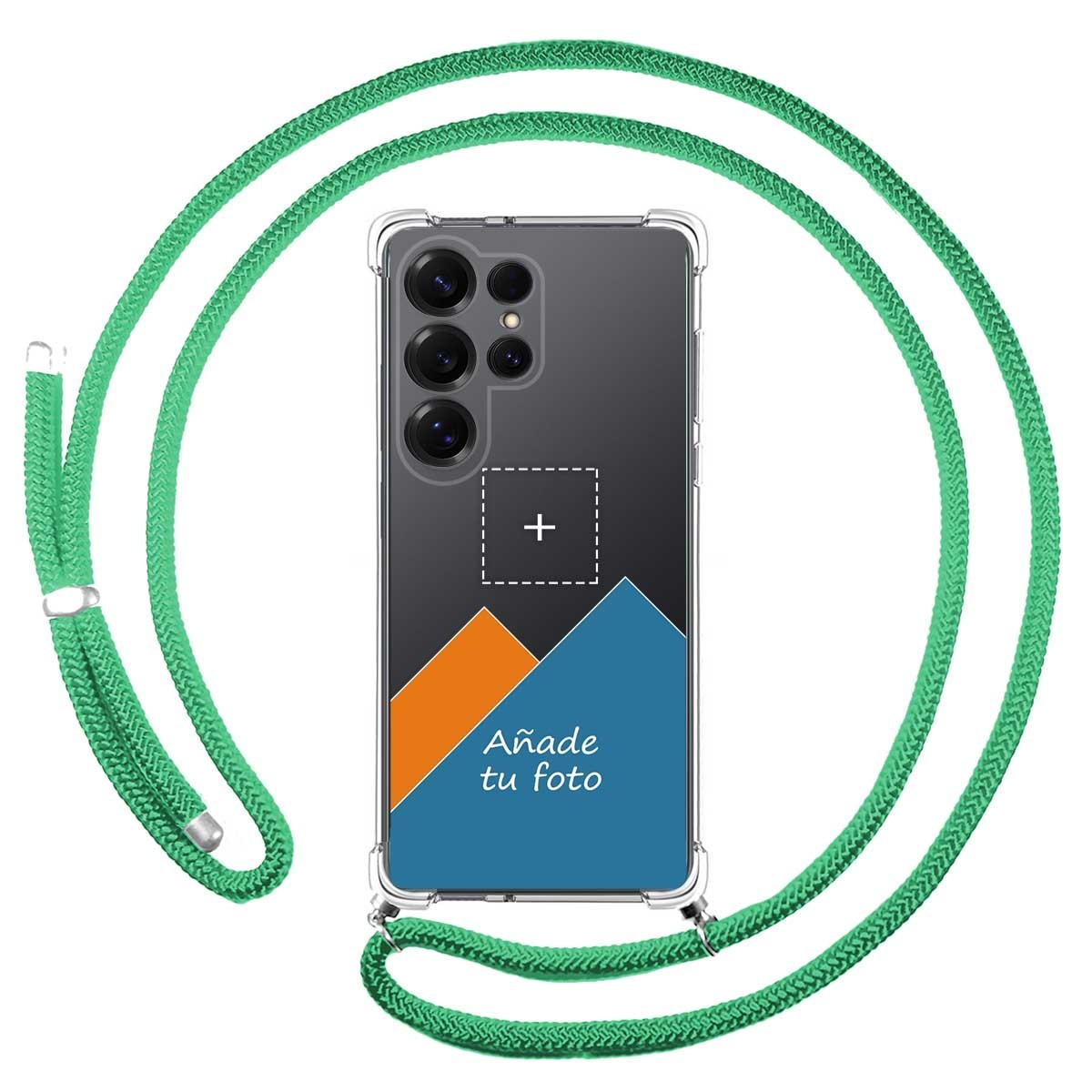 Personaliza tu Funda Colgante Transparente para Samsung Galaxy S25 Ultra 5G con Cordon Verde Agua Dibujo Personalizada