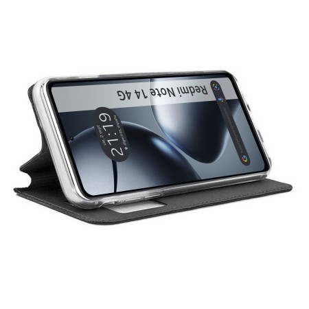 Funda Libro Soporte con Ventana para Xiaomi Redmi Note 14 4G color Negra