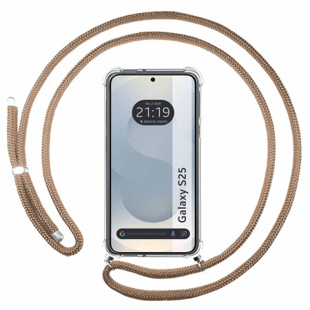 Funda Colgante Transparente para Samsung Galaxy S25 5G con Cordon Camel