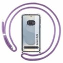 Funda Colgante Transparente para Samsung Galaxy S25 5G con Cordon Morado